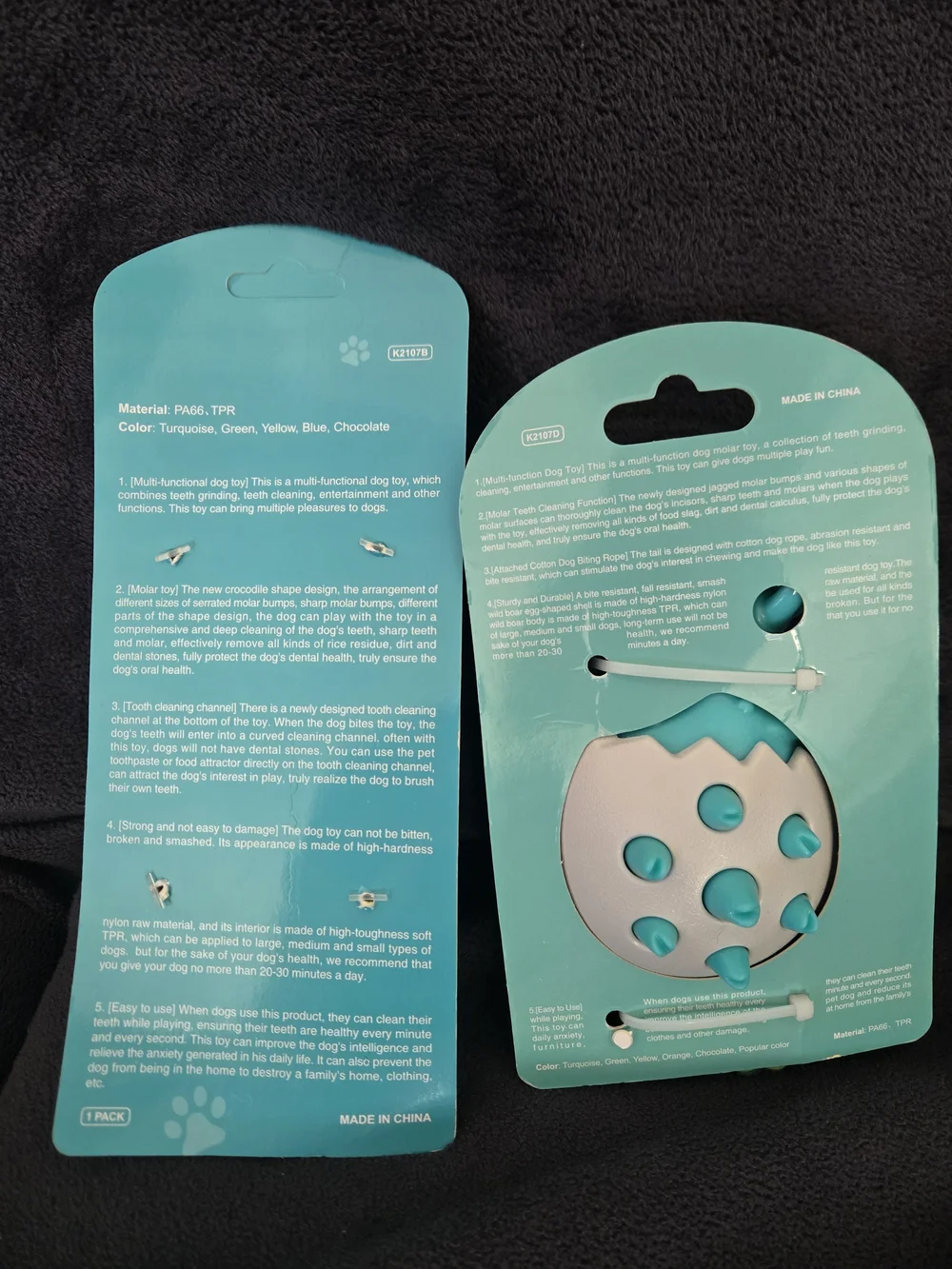 Blue & White Crocodile and Teal & White Wild Boar Dog Molar Toys - 2 Pack Bundle